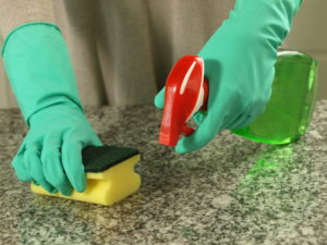 cleaning granite counter top sponge